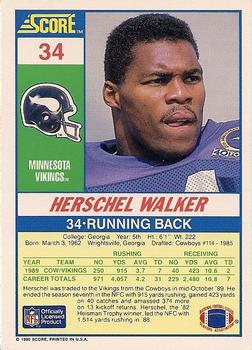 1990 Score #34 Herschel Walker Back