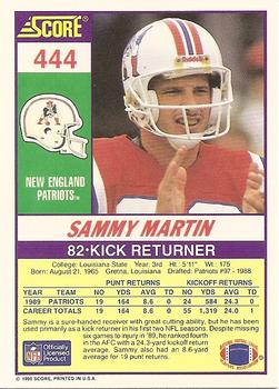 1990 Score #444 Sammy Martin Back