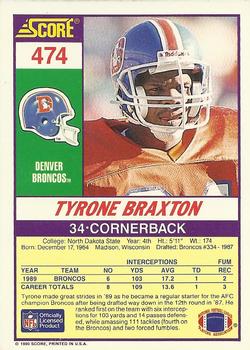 1990 Score #474 Tyrone Braxton Back