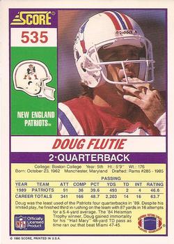 1990 Score #535 Doug Flutie Back
