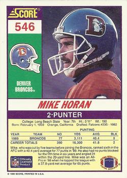 1990 Score #546 Mike Horan Back