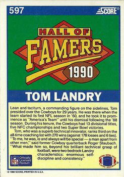 1990 Score #597 Tom Landry Back
