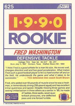 1990 Score #625 Fred Washington Back