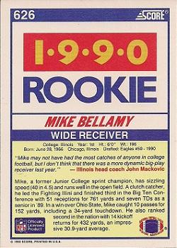 1990 Score #626 Mike Bellamy Back