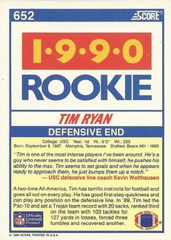 1990 Score #652 Tim Ryan Back