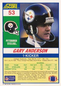 1990 Score #53 Gary Anderson Back