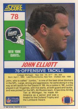 1990 Score #78 John Elliott Back