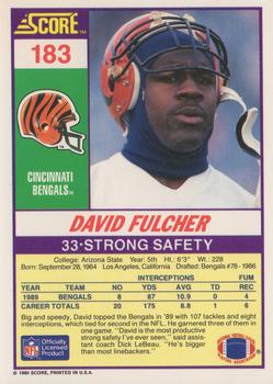 1990 Score #183 David Fulcher Back