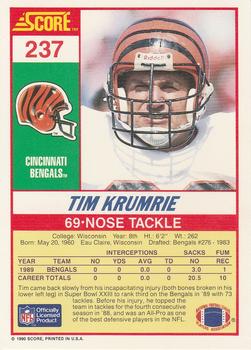 1990 Score #237 Tim Krumrie Back