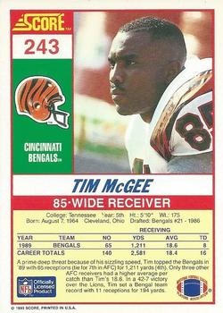 1990 Score #243 Tim McGee Back