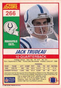 1990 Score #266 Jack Trudeau Back