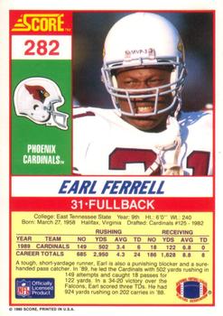 1990 Score #282 Earl Ferrell Back