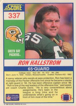 1990 Score #337 Ron Hallstrom Back