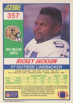 1990 Score #357 Rickey Jackson Back