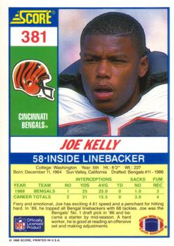 1990 Score #381 Joe Kelly Back