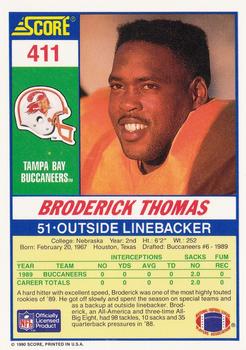 1990 Score #411 Broderick Thomas Back