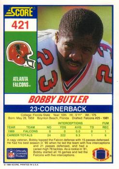 1990 Score #421 Bobby Butler Back