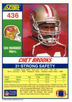 1990 Score #436 Chet Brooks Back