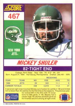 1990 Score #467 Mickey Shuler Back