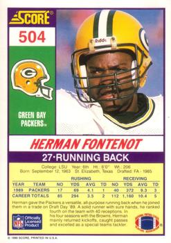 1990 Score #504 Herman Fontenot Back