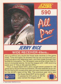 1990 Score #590 Jerry Rice Back