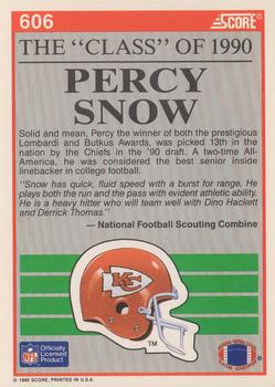1990 Score #606 Percy Snow Back