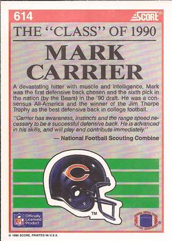 1990 Score #614 Mark Carrier Back