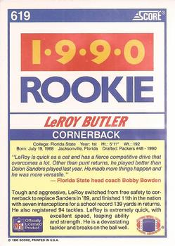1990 Score #619 LeRoy Butler Back