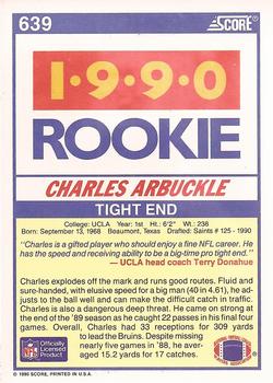 1990 Score #639 Charles Arbuckle Back