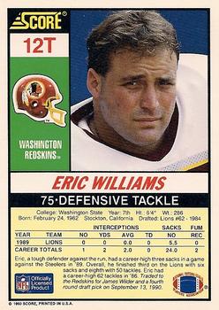 1990 Score Rookie & Traded #12T Eric Williams Back