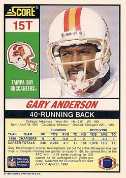 1990 Score Rookie & Traded #15T Gary Anderson Back