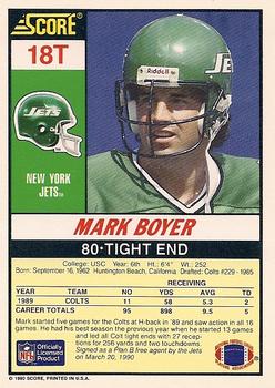 1990 Score Rookie & Traded #18T Mark Boyer Back