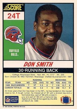 1990 Score Rookie & Traded #24T Don Smith Back