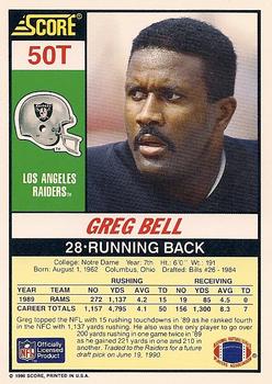 1990 Score Rookie & Traded #50T Greg Bell Back