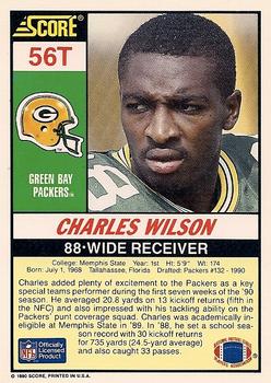 1990 Score Rookie & Traded #56T Charles Wilson Back