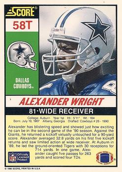 1990 Score Rookie & Traded #58T Alexander Wright Back