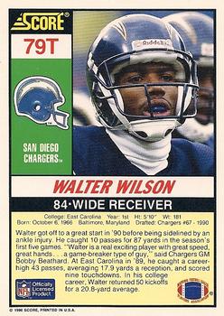 1990 Score Rookie & Traded #79T Walter Wilson Back