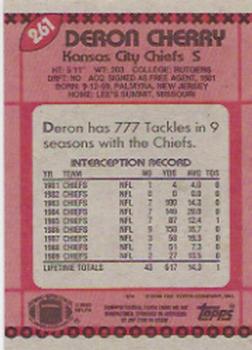 1990 Topps #261 Deron Cherry Back