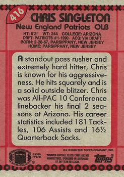 1990 Topps #416 Chris Singleton Back