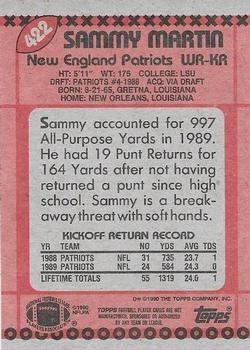 1990 Topps #422 Sammy Martin Back