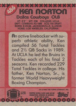 1990 Topps #486 Ken Norton Back
