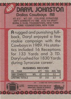 1990 Topps #489 Daryl Johnston Back