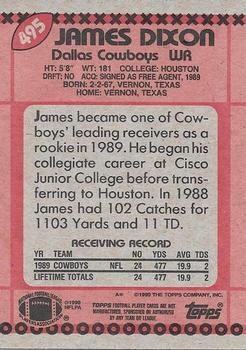 1990 Topps #495 James Dixon Back
