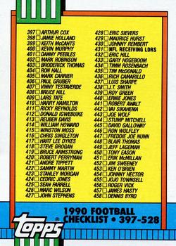 1990 Topps #500 Checklist: 397-528 Front