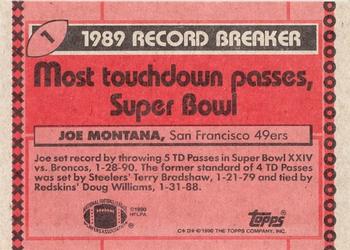 1990 Topps #1 Joe Montana Back