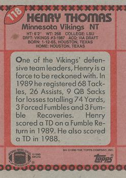 1990 Topps #118 Henry Thomas Back
