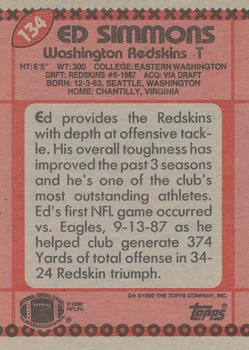 1990 Topps #134 Ed Simmons Back