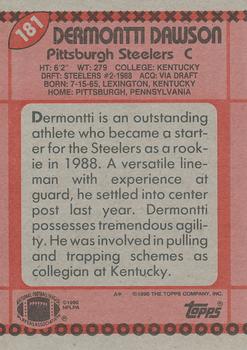 1990 Topps #181 Dermontti Dawson Back