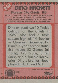 1990 Topps #262 Dino Hackett Back