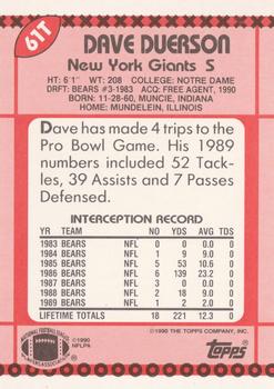 1990 Topps Traded #61T Dave Duerson Back